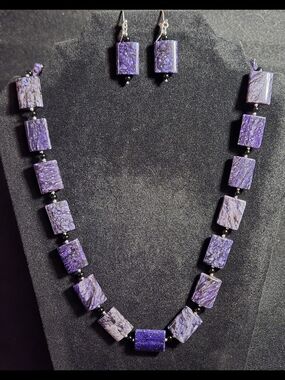 Artisan Charoite Necklace & Earrings Set